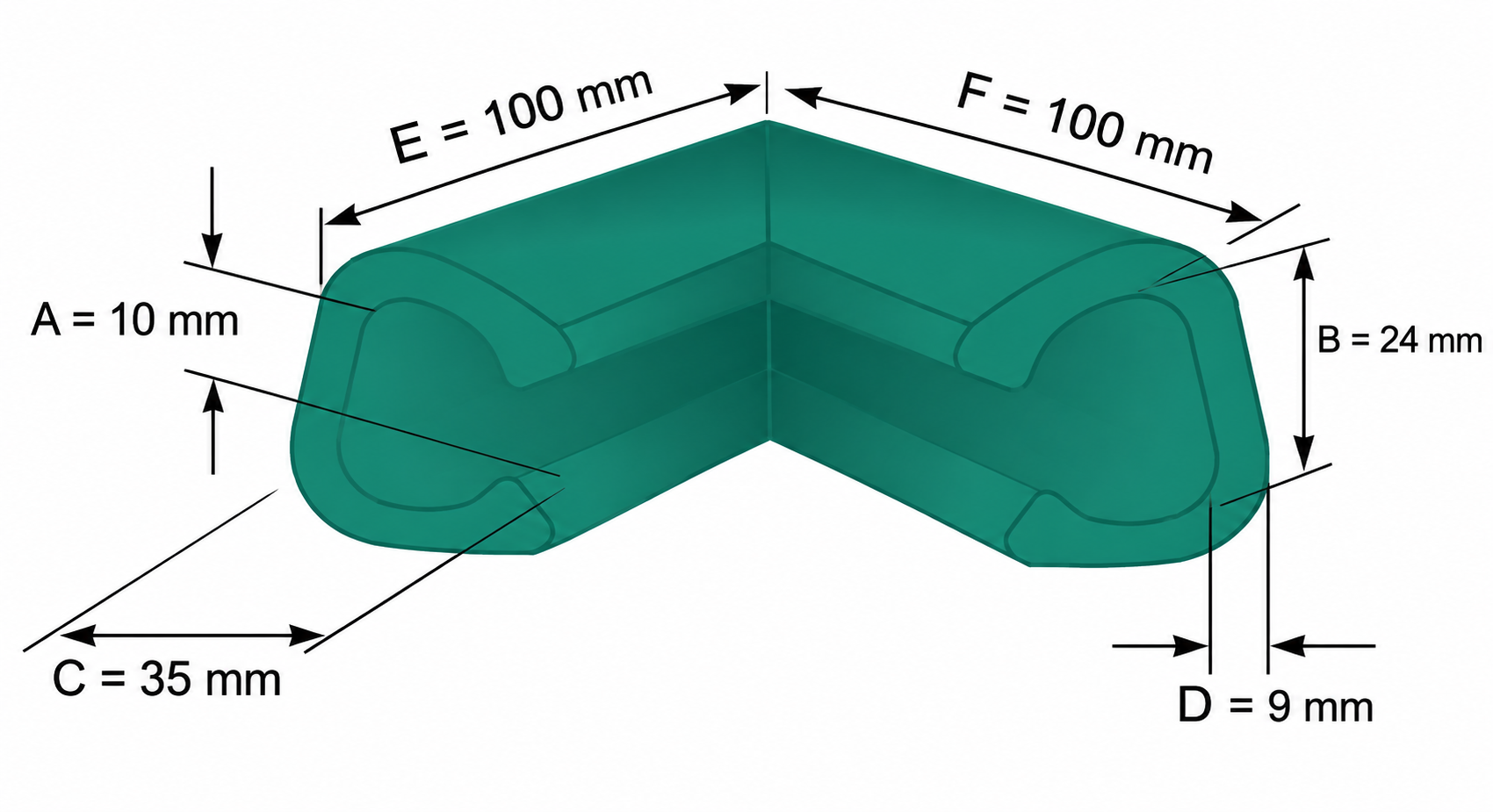 PE Schaum Eck-Profil U 100x100x35mm