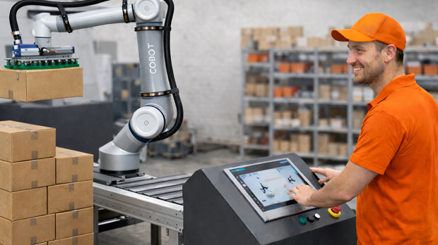 ProStacker light 30 – mobiler Cobot-Palettierer für die automatisierte Palettierung von Kartons bis 30 kg.